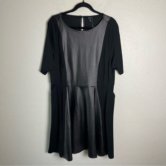 Torrid Black Faux Leather Dress Skater Dress Luxe Ponte Coated Black 2X NWT - Picture 3 of 16